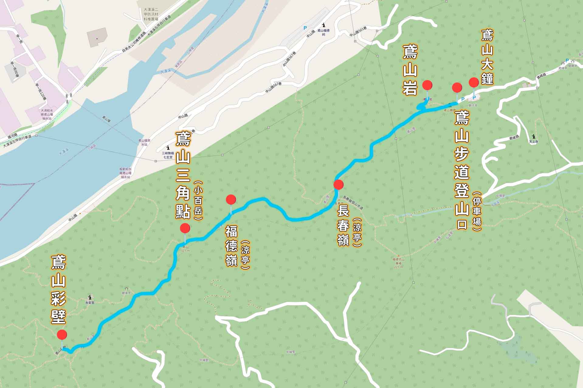 三峽鳶山步道路線圖